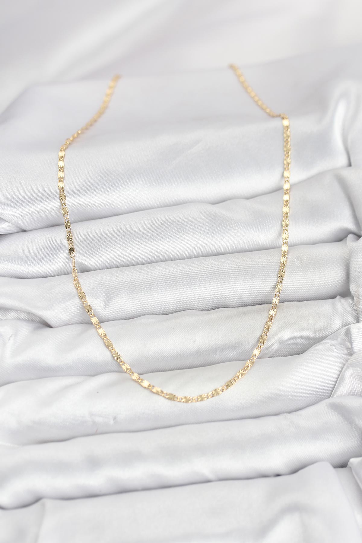 CM 14K Gold Renk Lazer İnce Zincirli Kadın Kolye 1