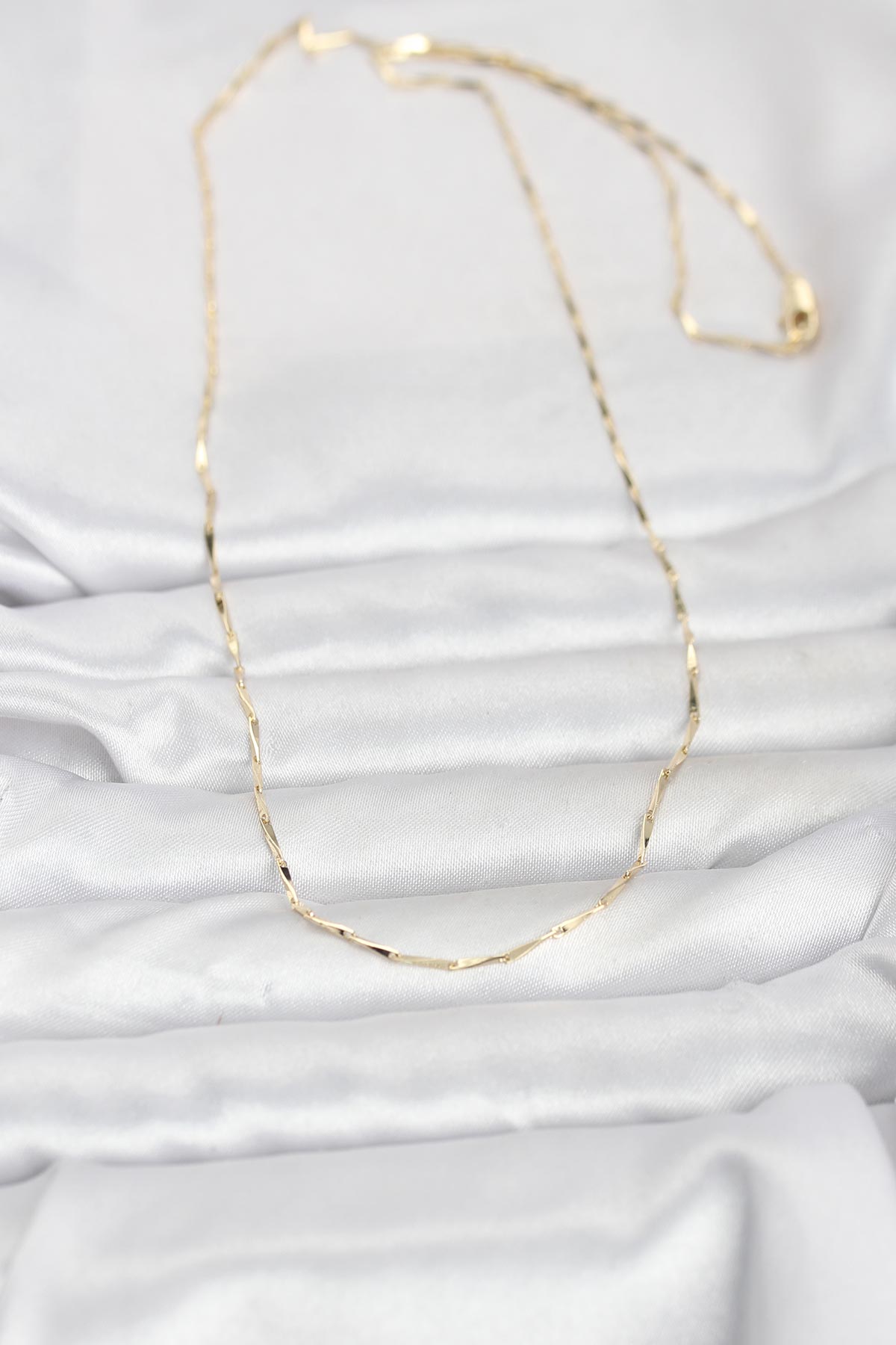 CM 14K Gold Renk Çubuk Kesme Zincir Model 60 cm Kadın Kolye 2