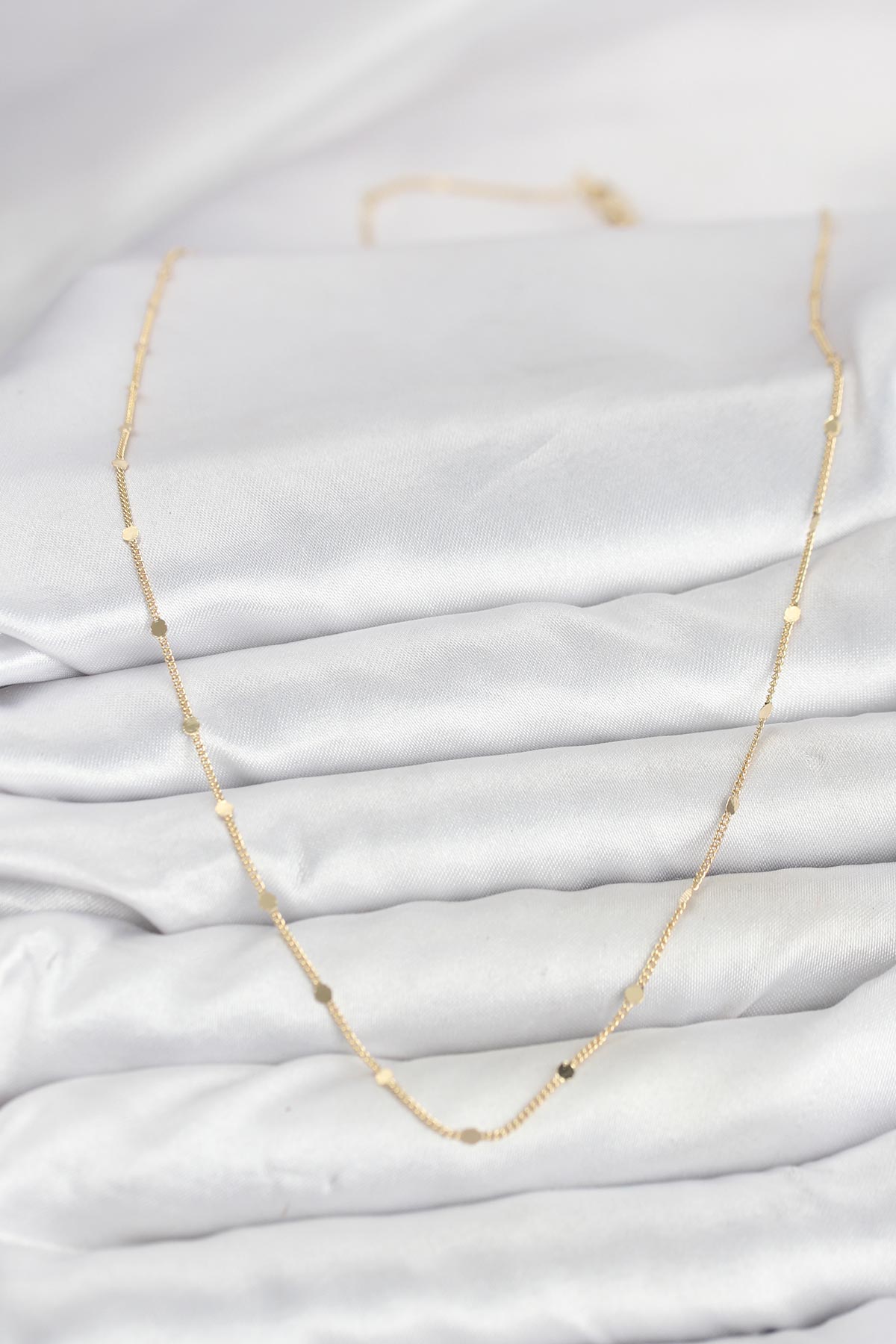 CM 14K Gold Renk Ezme Pul Model 60 cm Kadın Kolye 2