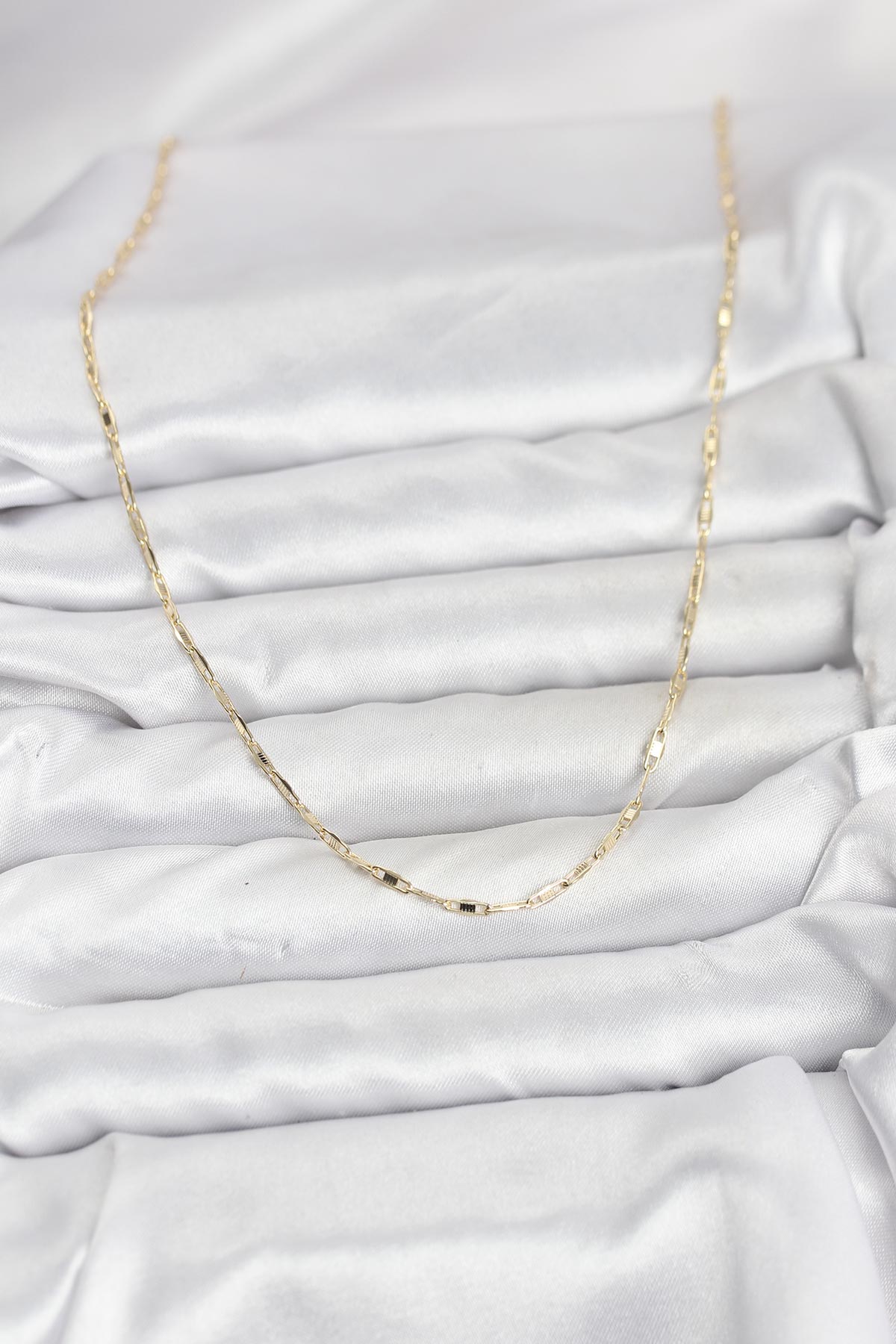 CM 14K Gold Renk Pirinç Ataç Zincir 60 cm Kadın Kolye 2