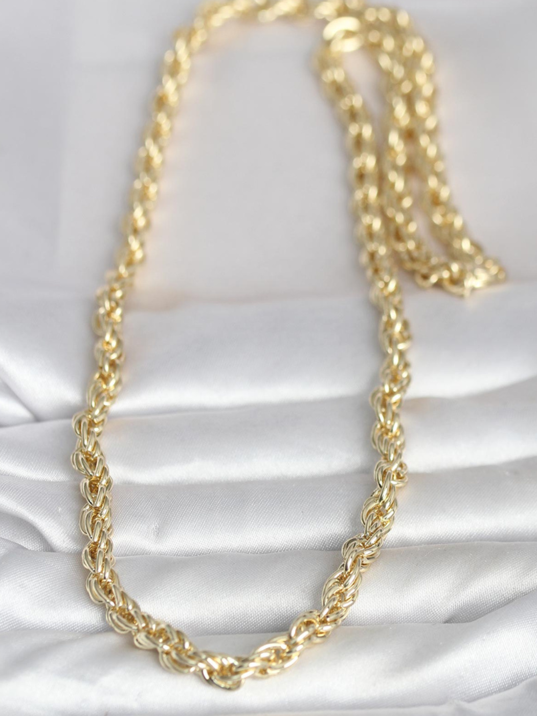 CM 14K Gold Renk Kalın Burgu Zincirli Model 60 cm Kadın Kolye 2