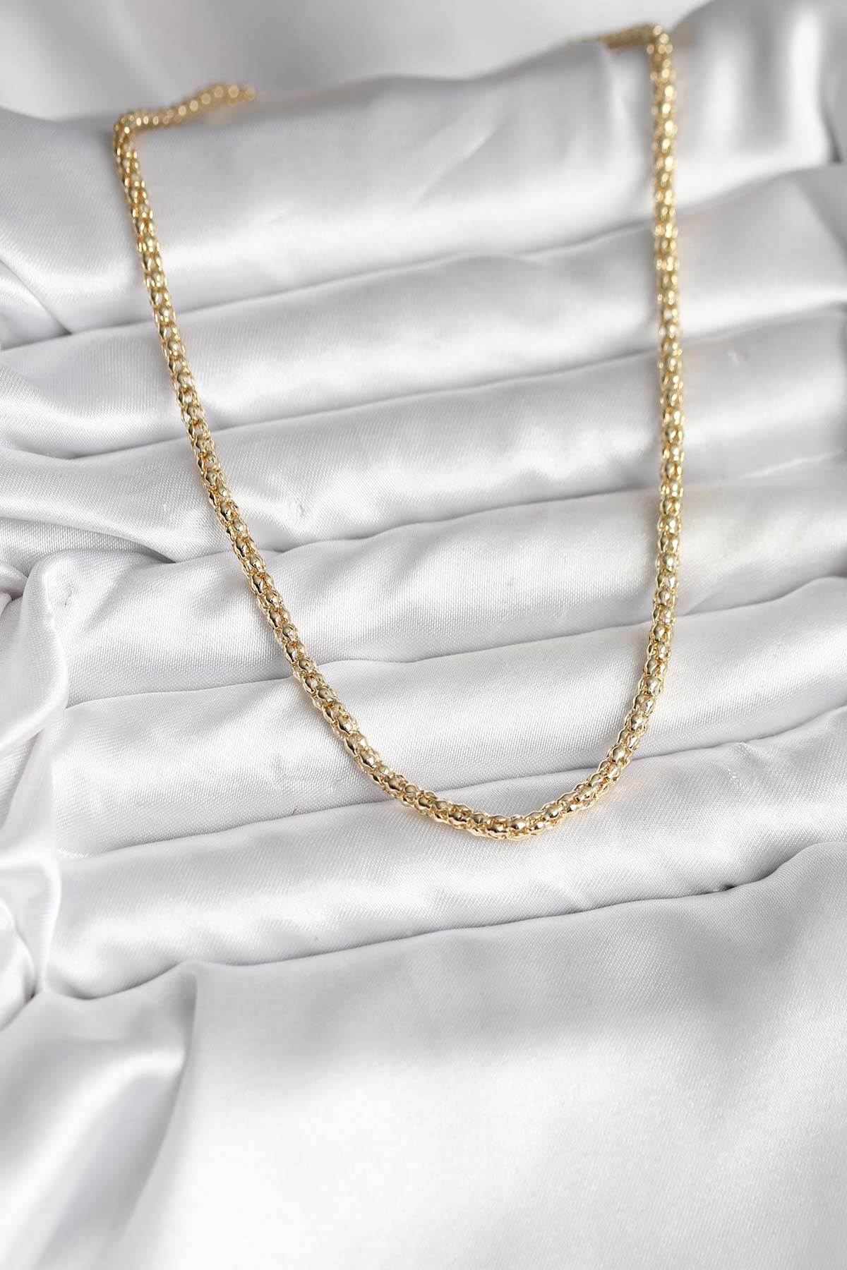 14K Gold Renk Kaplama Boru Zincir Model CM Kadın Kolye 1