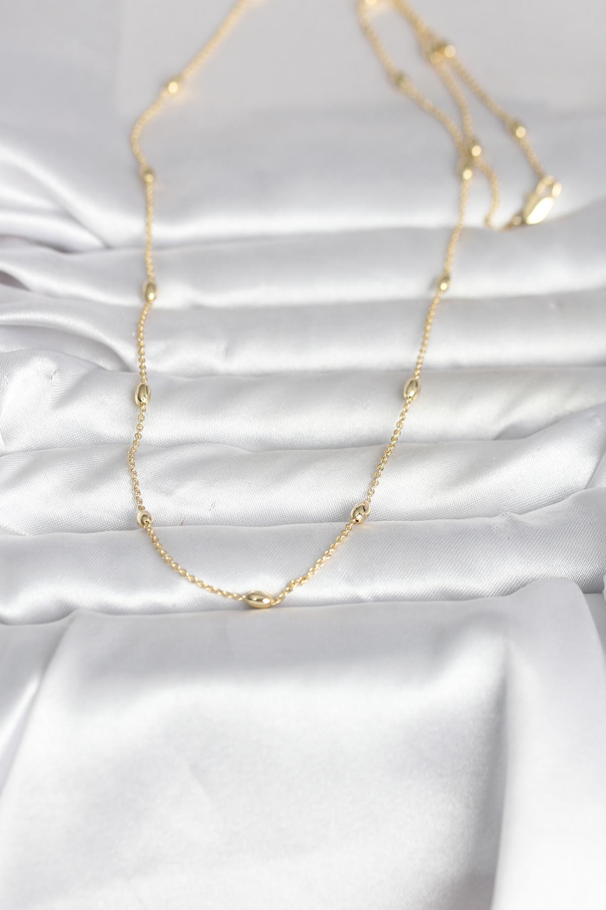 CM 14K Gold Renk Damla Topçuk Model Zincirli 60 cm Kadın Kolye 2