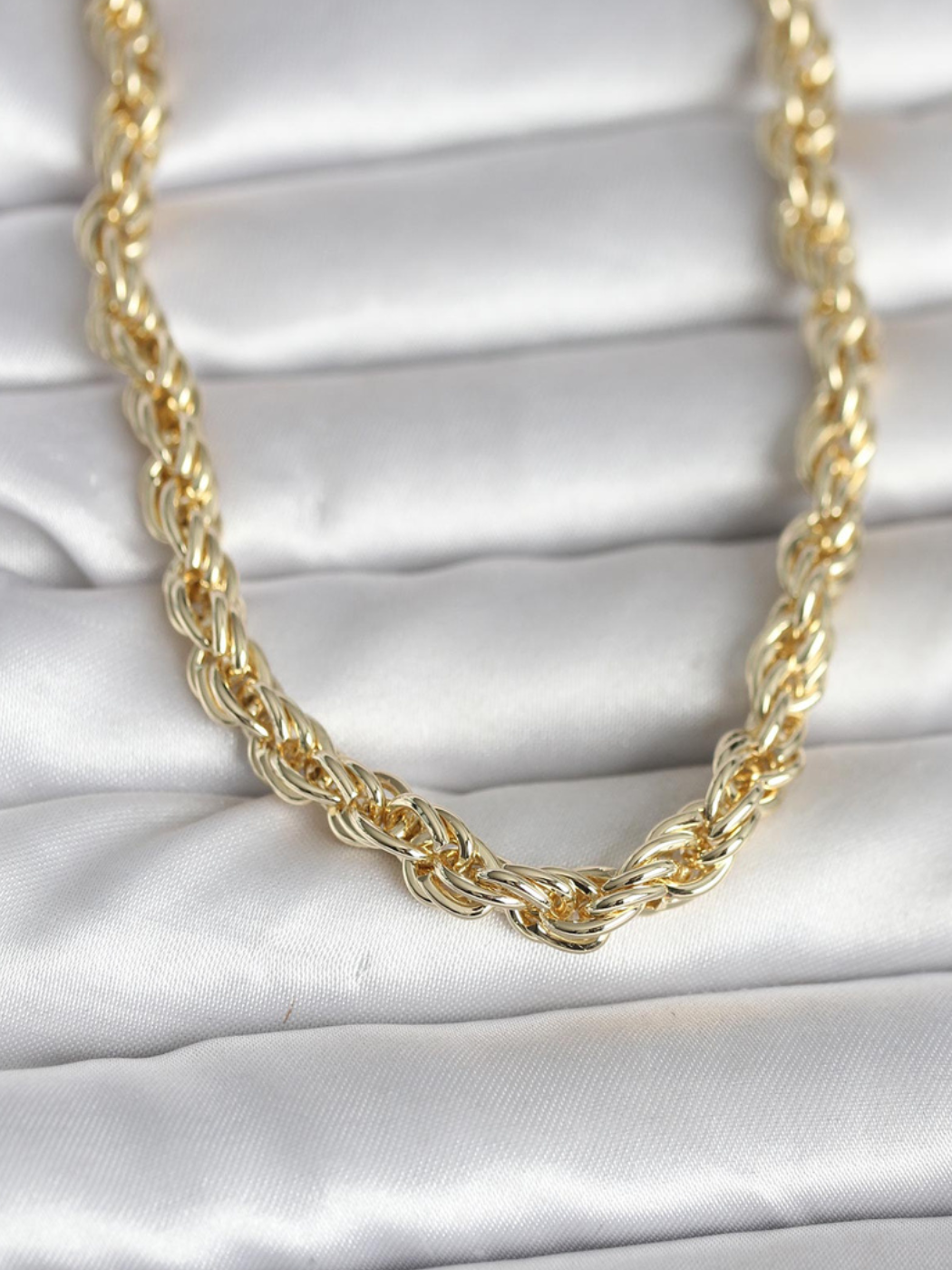 CM 14K Gold Renk Kalın Burgu Zincirli Model 60 cm Kadın Kolye