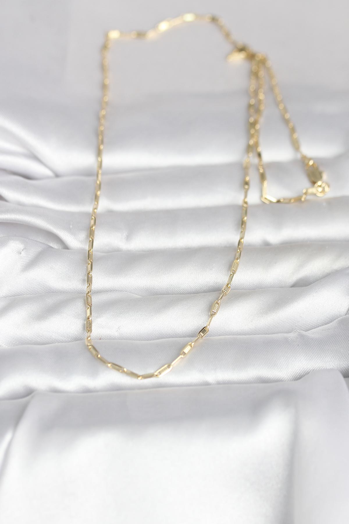 CM 14K Gold Renk İnce Ataç Zincir Model 60 cm Kadın Kolye 2