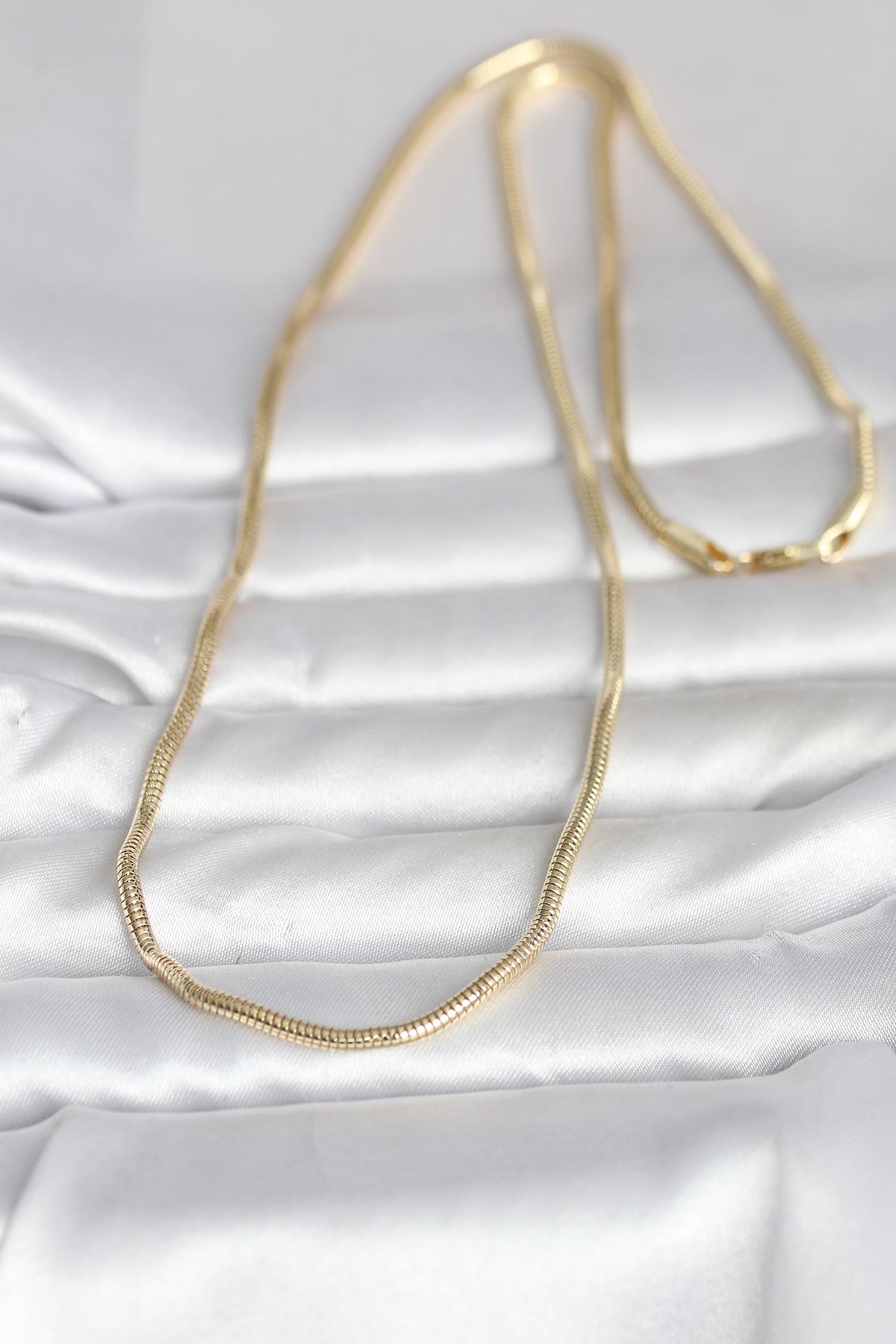 CM 14K Gold Renk Yılan Zincir Model 60 cm Kadın Kolye 2