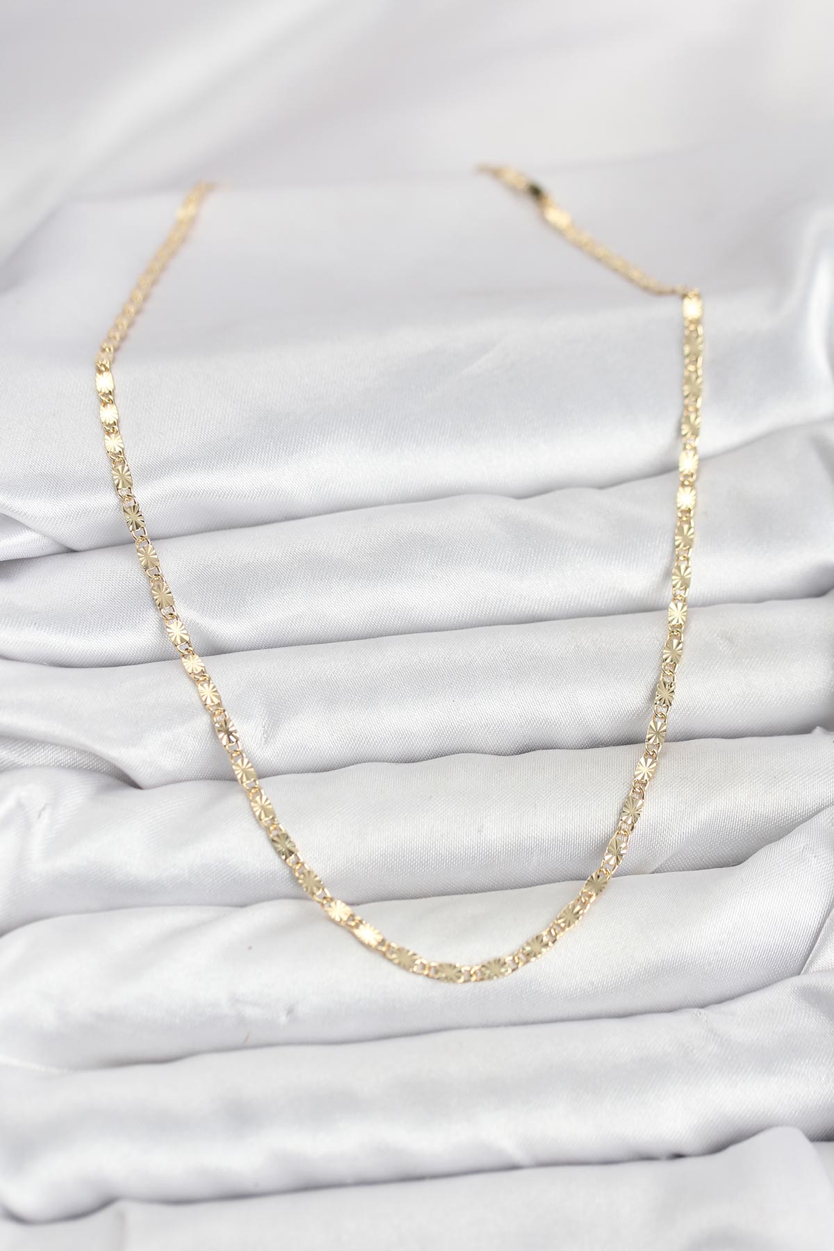 CM 14K Gold Renk Lazerli Zincir Model Kadın Kolye 2