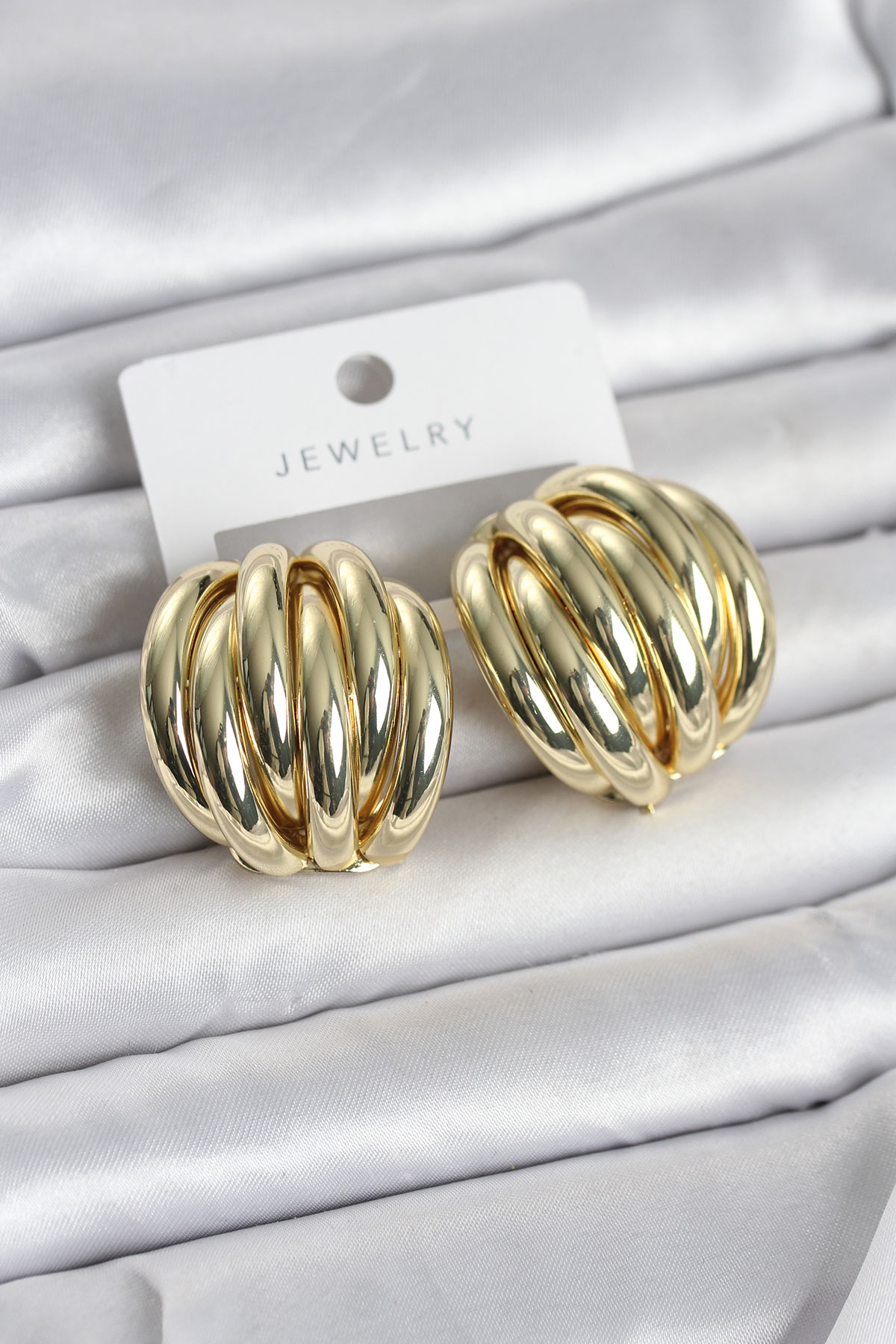 Pirinç Gold Renk Vintage Kadın Küpe 2