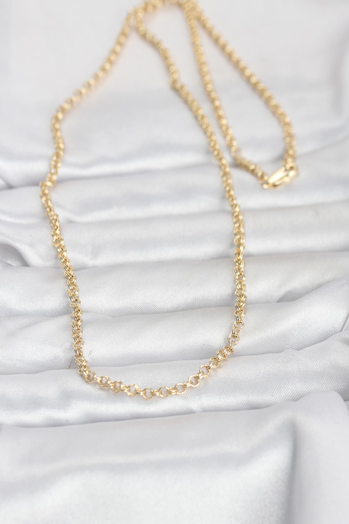 CM 14K Gold Renk Halka Zincir Model 60 cm Kadın Kolye 1