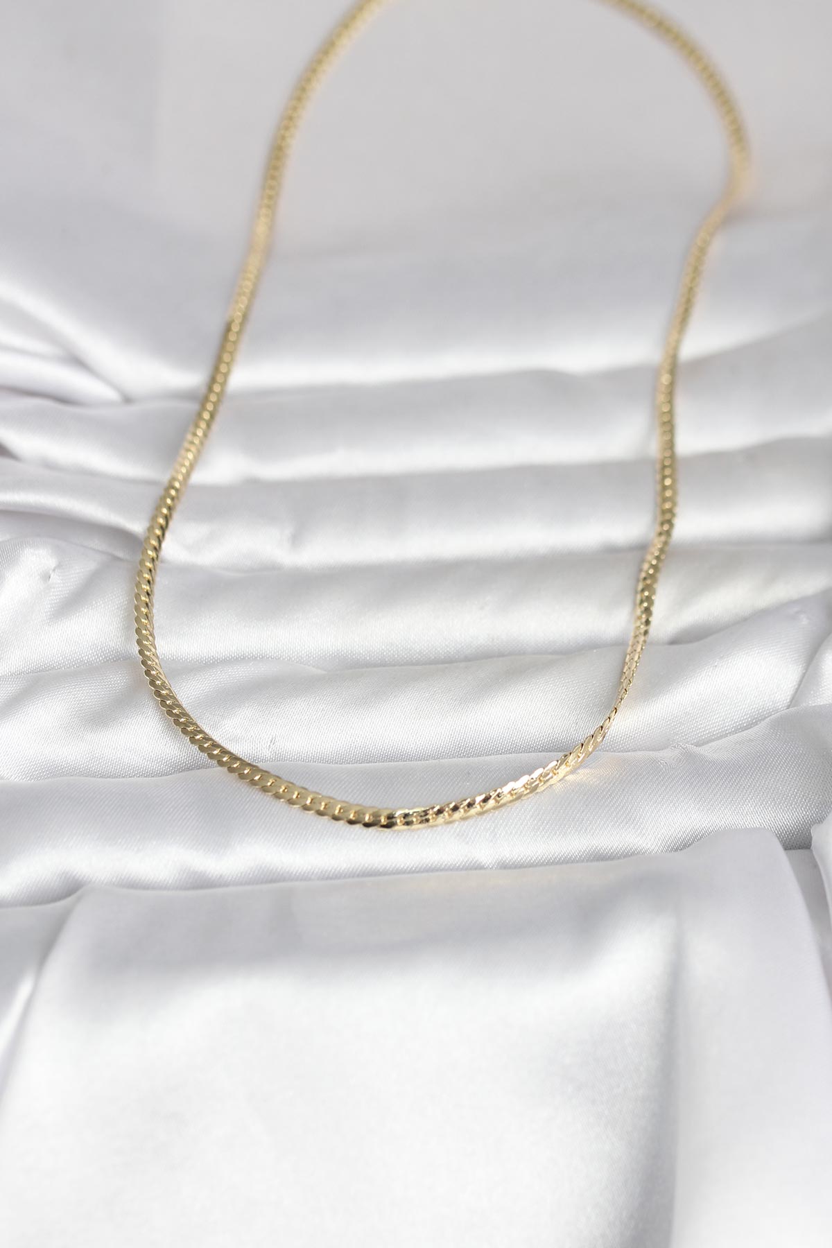 CM 14K Gold Renk Yassı Zincir Model 45 cm Kadın Kolye 2