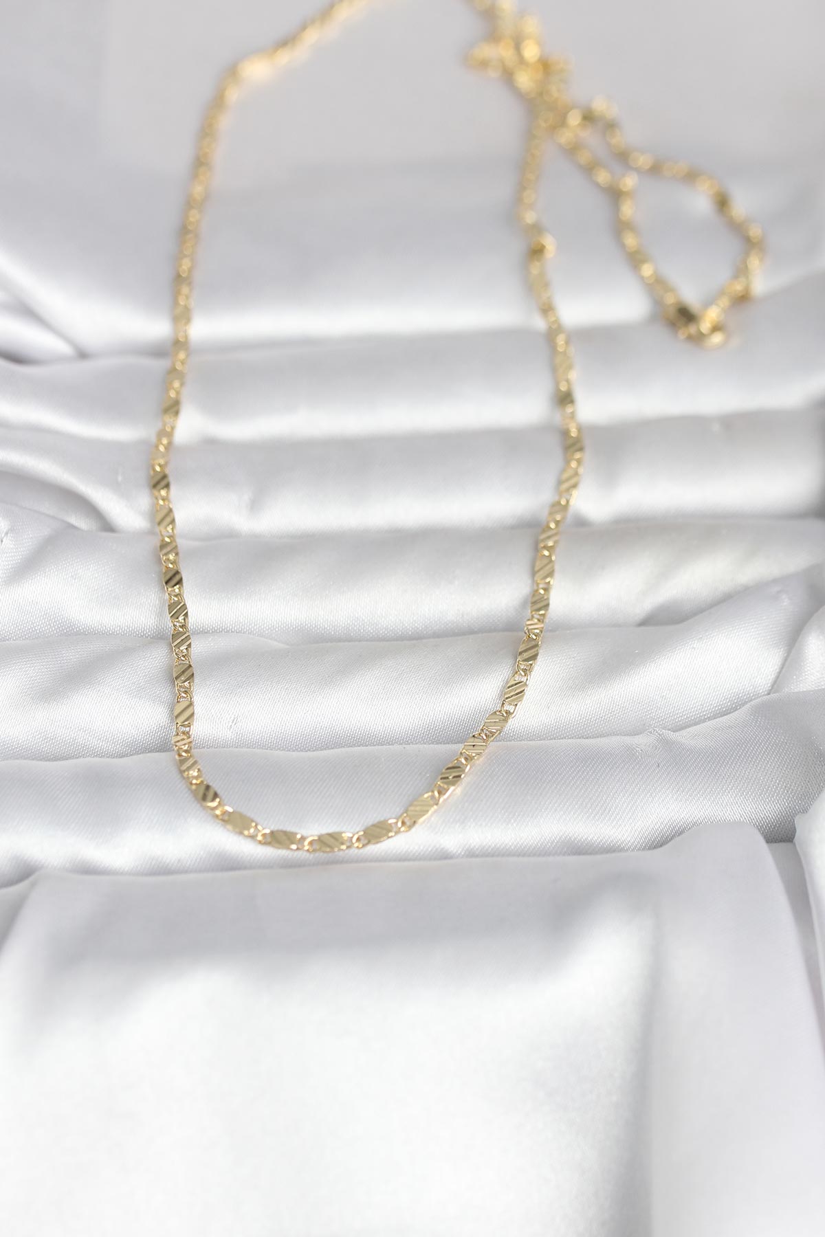 CM 14K Gold Renk Çizgi Lazer Model 60 cm Kadın Kolye 2