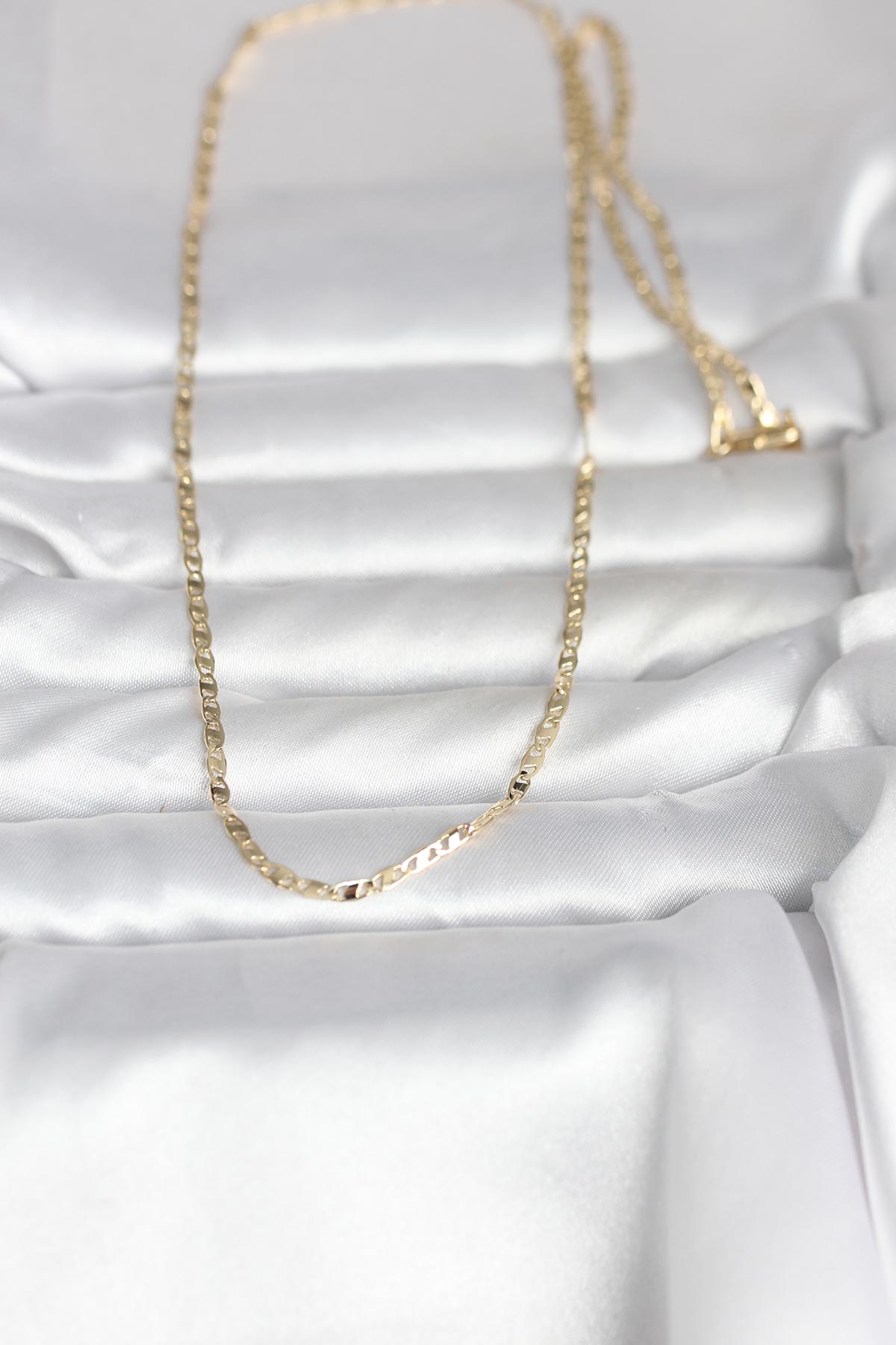 CM 14K Gold Renk Yassı Zincir Model 60 cm Kadın Kolye 2