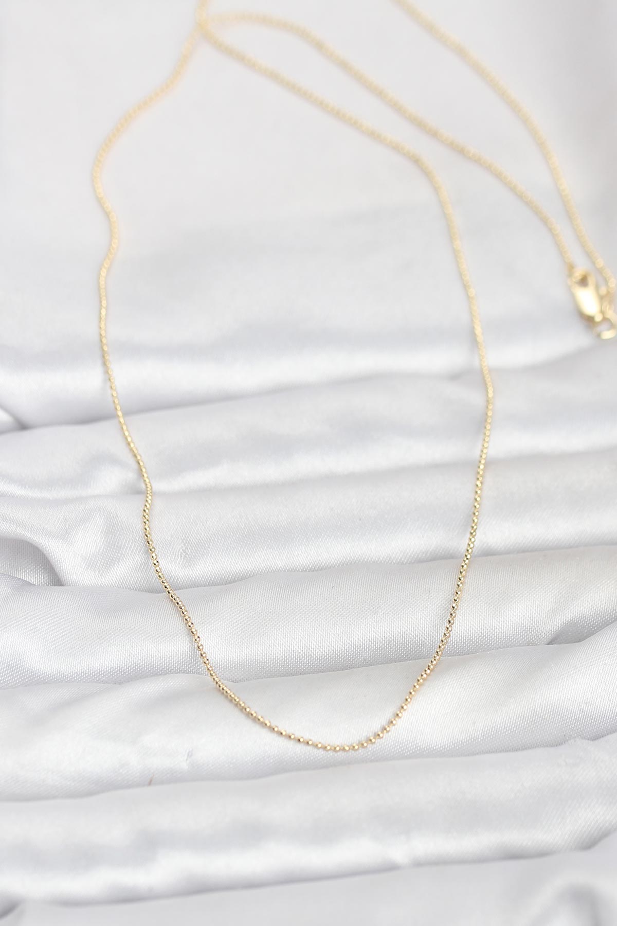 CM 14K Gold Renk İnce Top Zincirli 60 cm Kadın Kolye 2