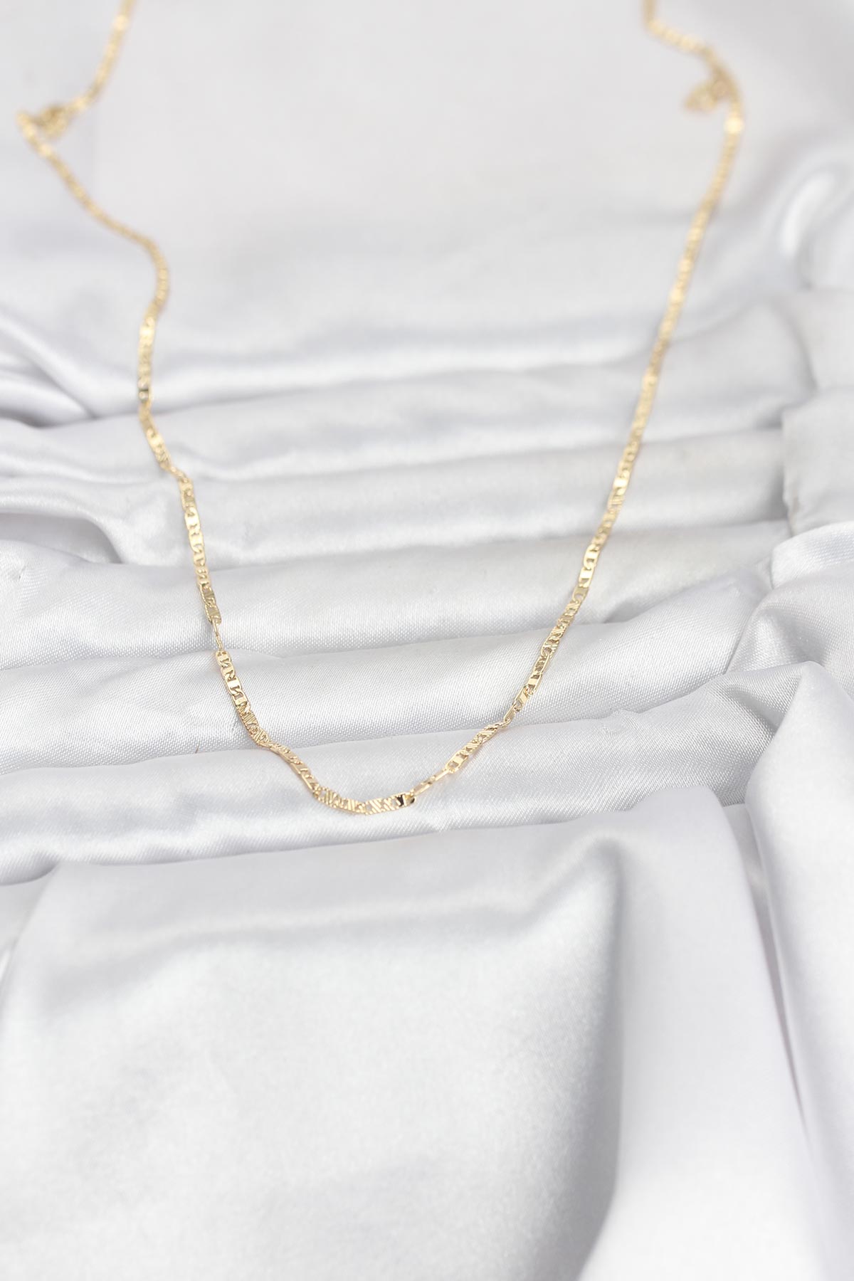 CM 14K Gold Renk Yassı Zincir Model 60 cm Kadın Kolye 2