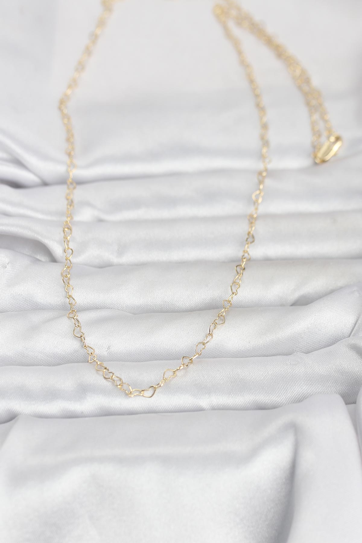 CM 14K Gold Renk Kalp Zincirli 60 cm Kadın Kolye 1