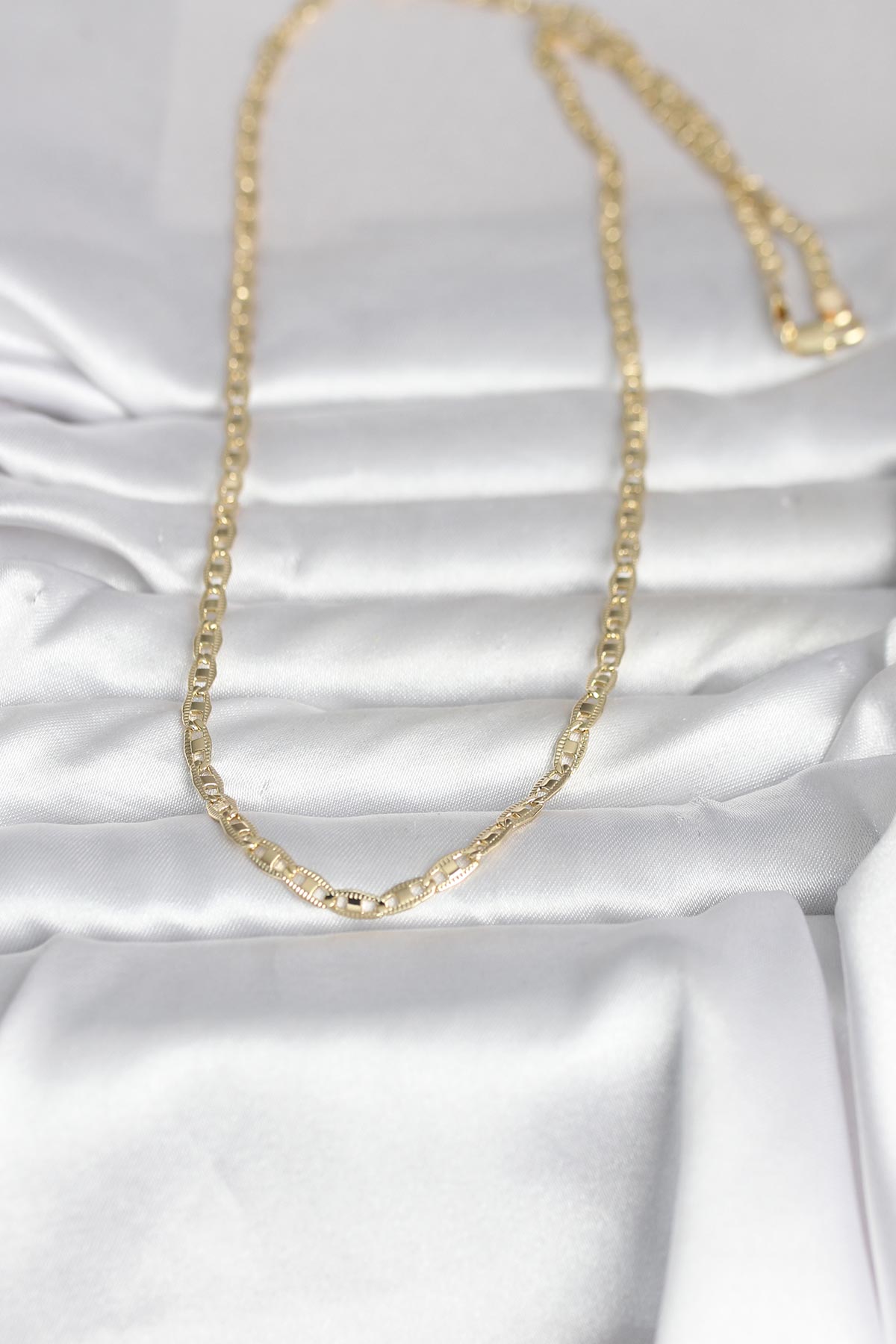CM 14K Gold Renk Lazer Kesim Zincirli Model 60 cm Kadın Kolye 2