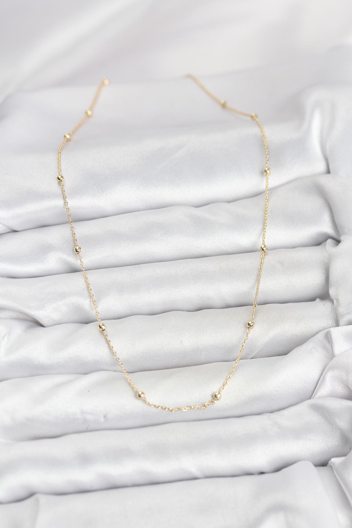 CM 14K Gold Renk Minik Top Zincirli Kadın Kolye 2