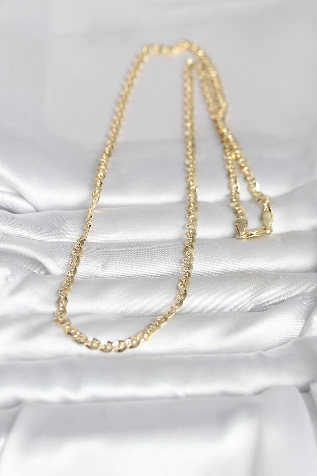 CM 14K Gold Renk Yassı Oval Zincirli Model 60 cm Kadın Kolye 2