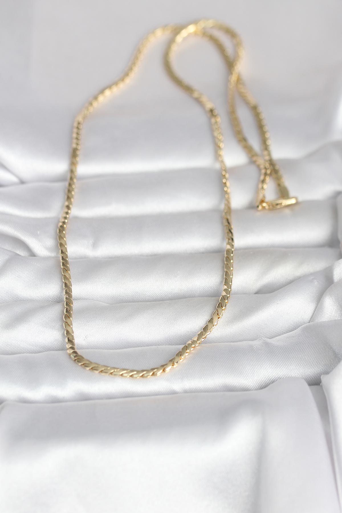 CM 14K Gold Renk Yassı Model 60 cm Kadın Kolye 2