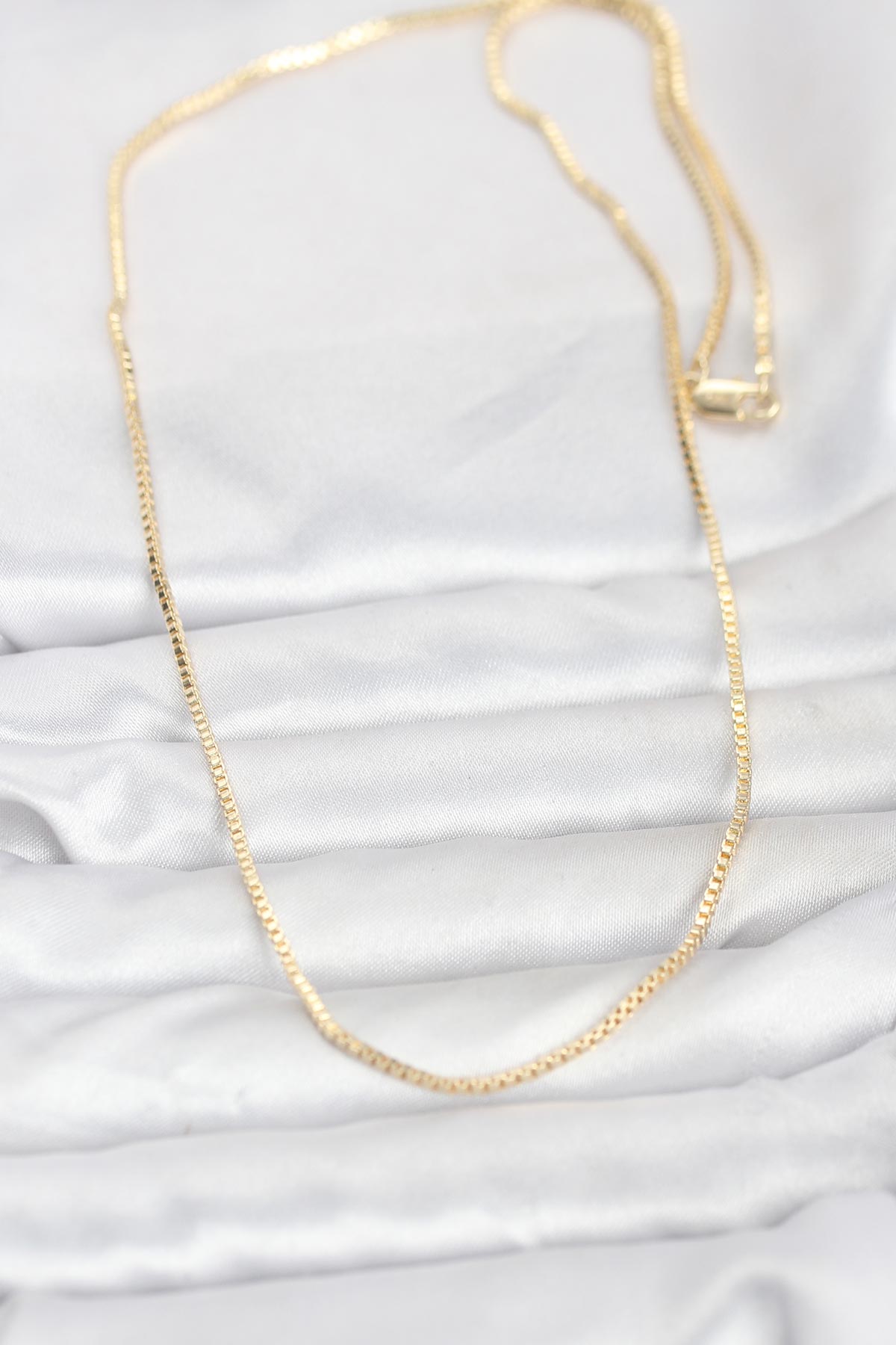 CM 14K Gold Renk Kare Zincirli Model 60 cm Kadın Kolye 2