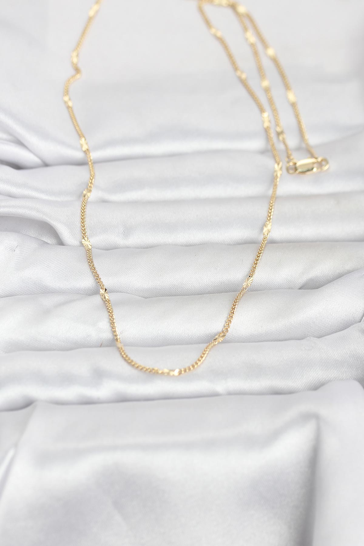 CM 14K Gold Renk Lazer Puntalı Model 60 cm Kadın Kolye 2