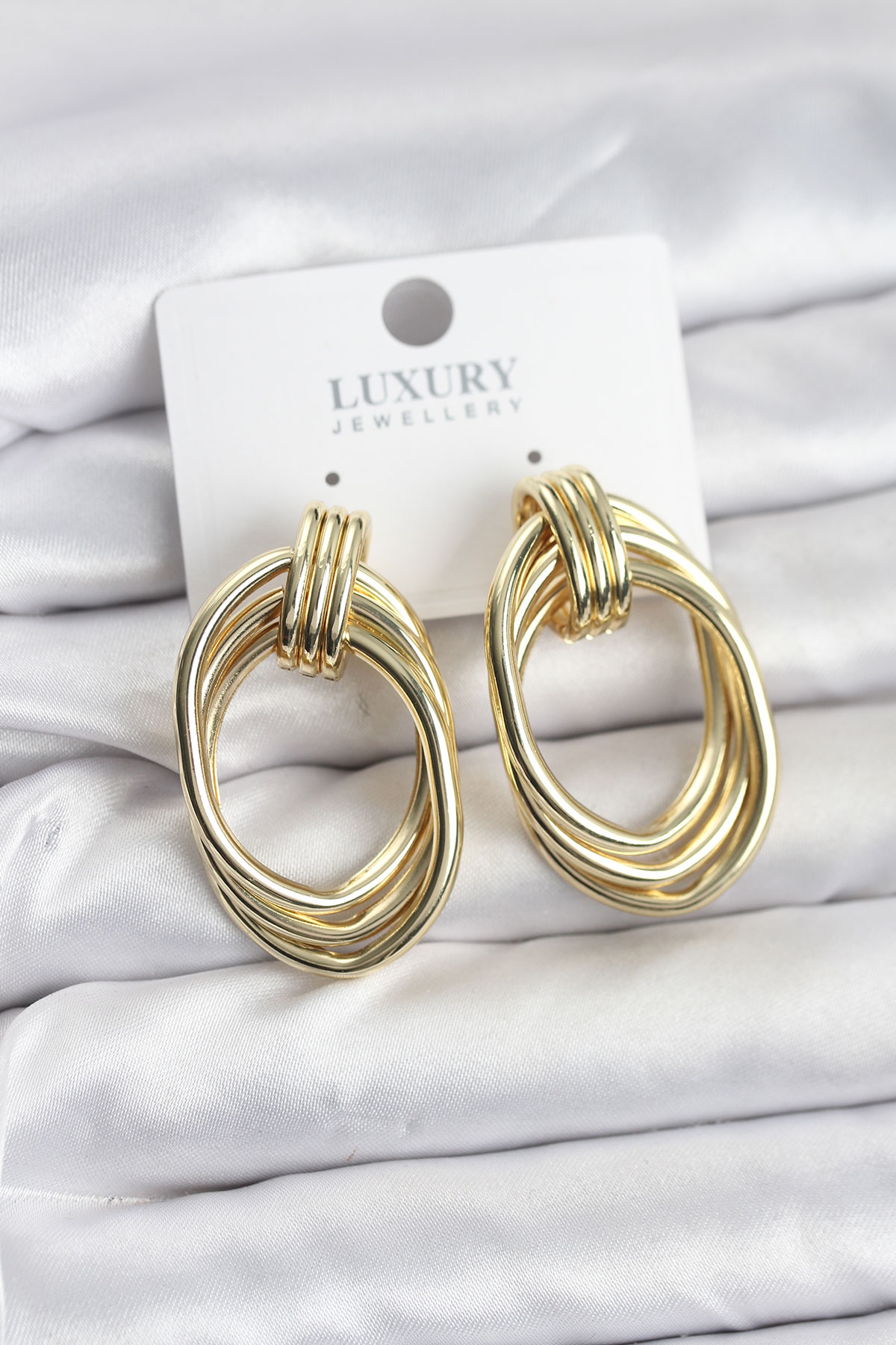 Pirinç Gold Renk Damla Model Vintage Kadın Küpe 2