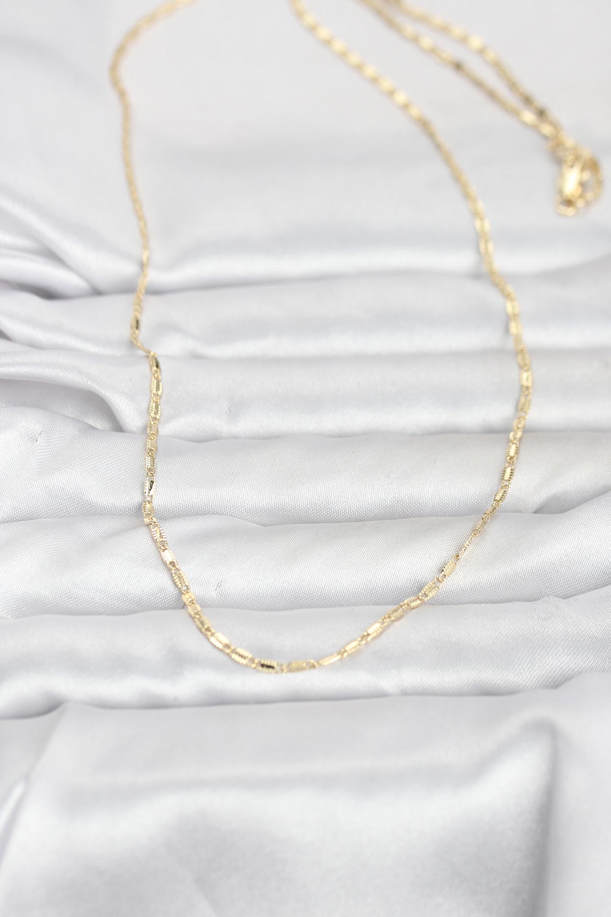 CM 14K Gold Renk Lazerli Zincir Model 60 cm Kadın Kolye 2