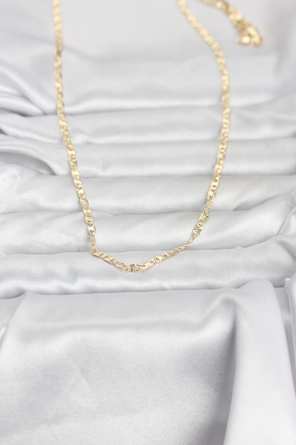 CM 14K Gold Renk Lazer Zincirli Model 60 cm Kadın Kolye 2