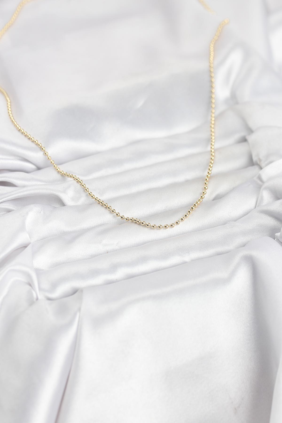 CM 14K Gold Renk Top Zincirli Model 60 cm Kadın Kolye 2