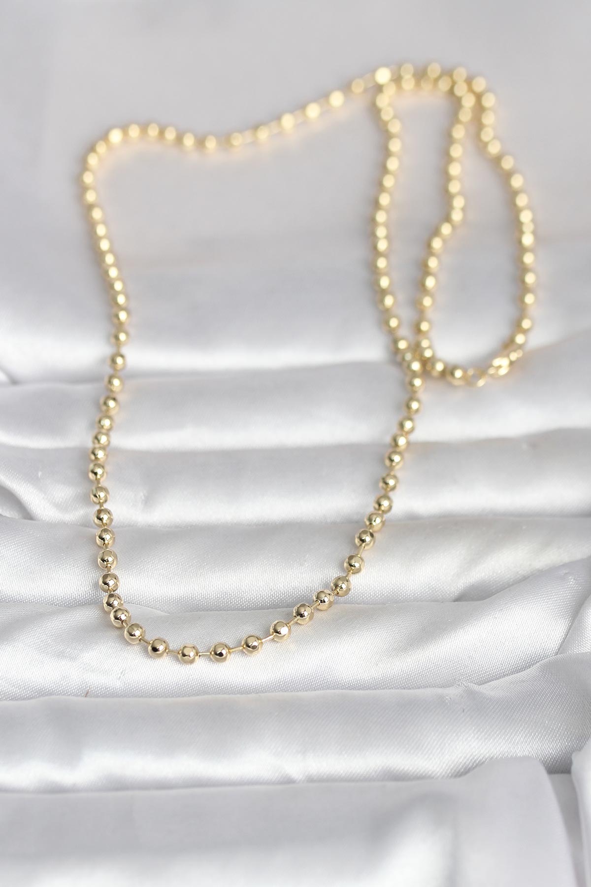 CM 14K Gold Renk Top Zincirli Model 60 cm Kadın Kolye 2