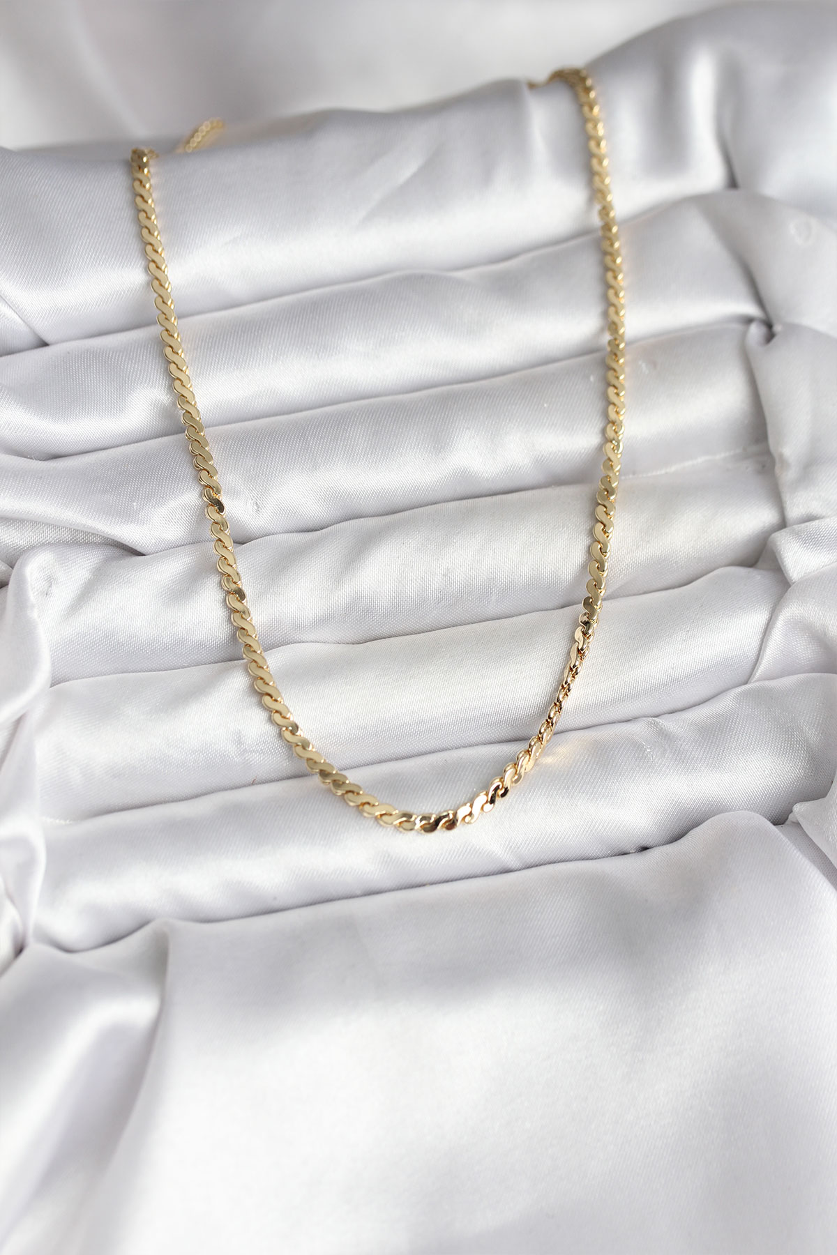 14K Gold Renk Kaplama Ezme Yılan Zincir Model CM Kadın Kolye 2