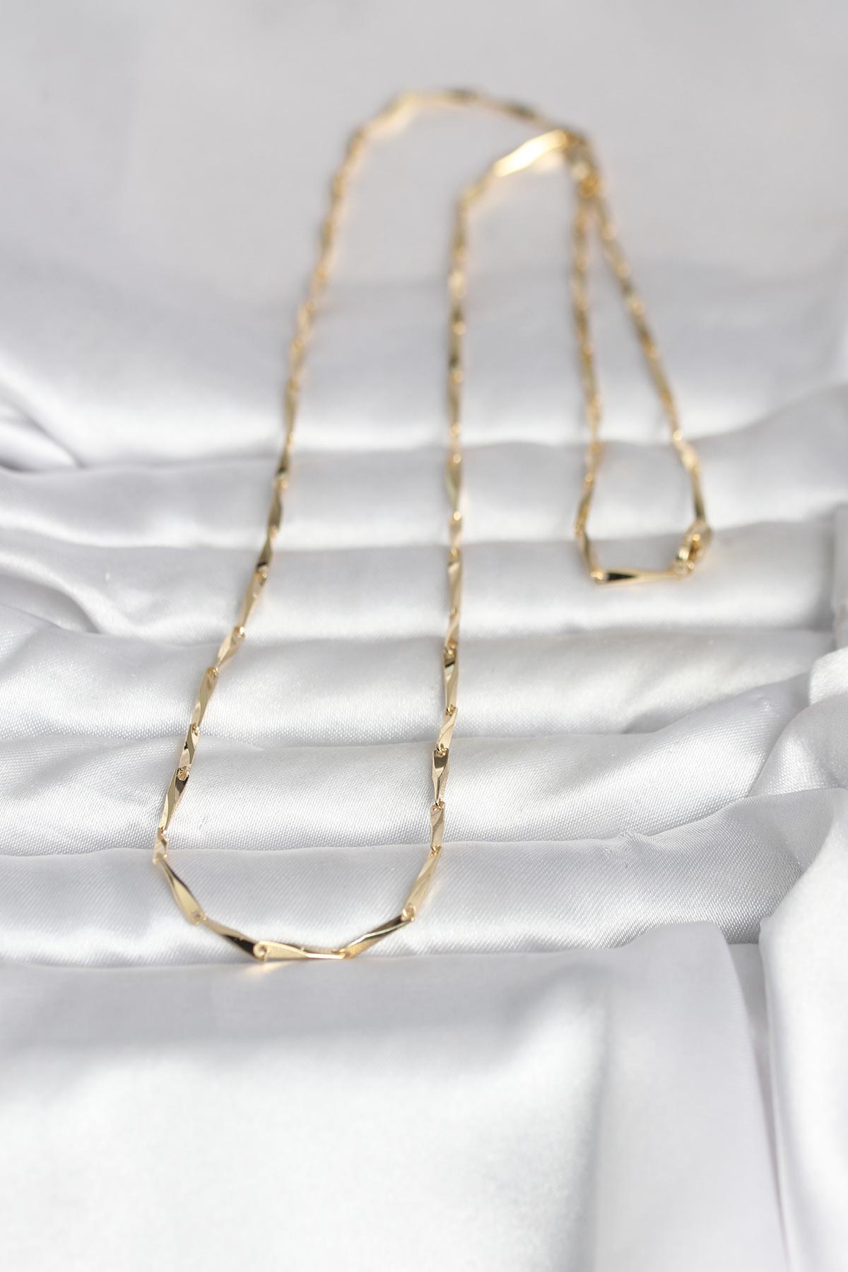 CM 14K Gold Renk Kesme Çubuk Zincirli Model 60 cm Kadın Kolye 2