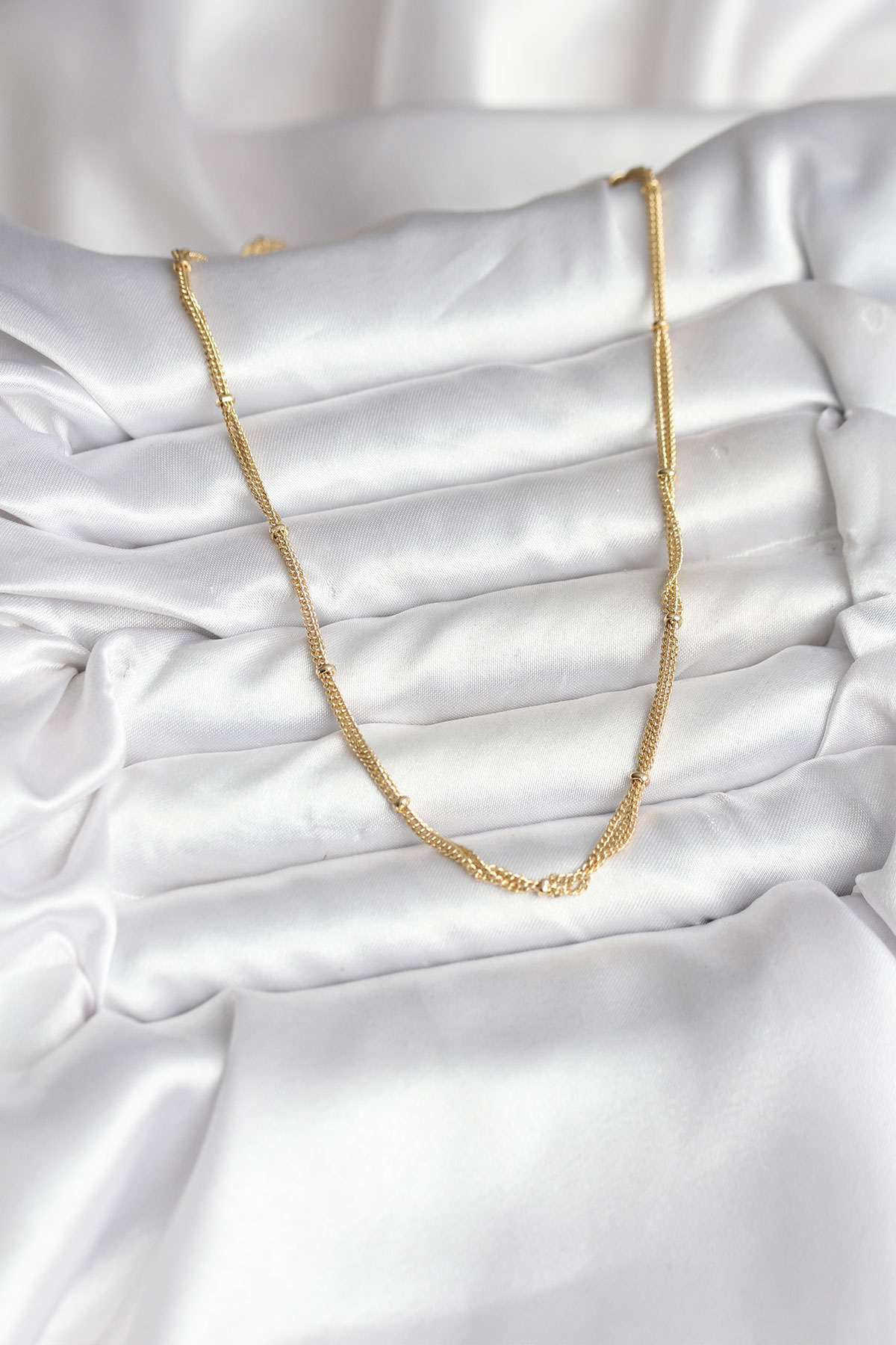 14K Gold Renk Kaplama Topçuk Zincirli Model CM Kadın Kolye 2