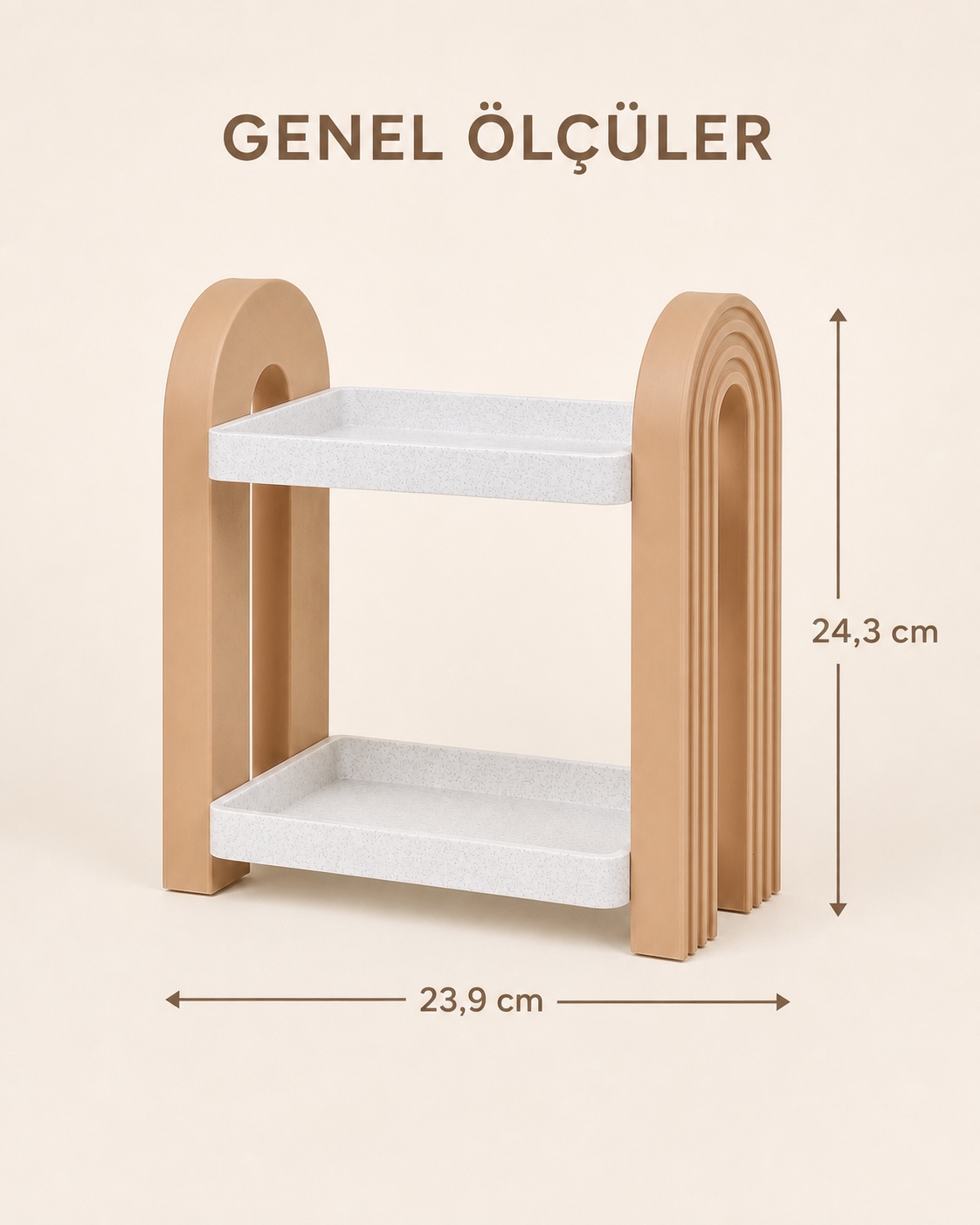 Arca | İki Katlı Parfüm ve Bakım Ürünleri Standı – Bej 4