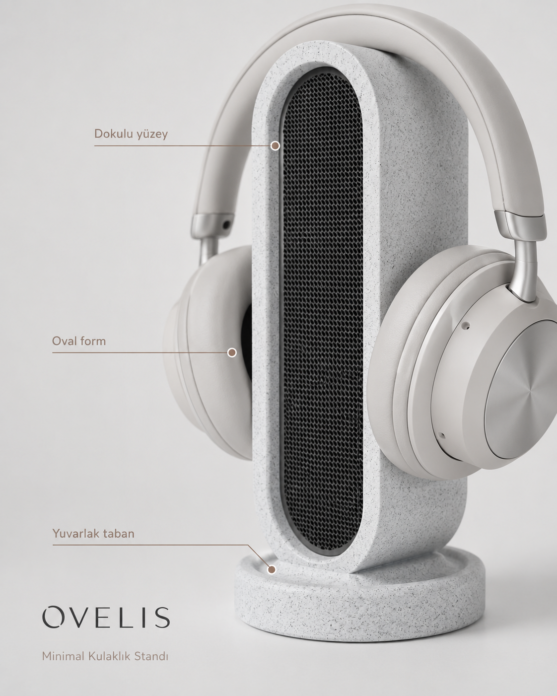OVELIS Minimal Kulaklık Standı – Modern Masaüstü Kulaklık Tutucu 4